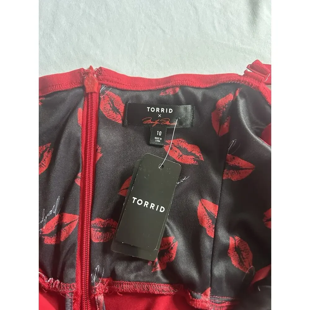 Torrid Marilyn Monroe Midi Ruched Off Shoulder Dress Womens Size 10 Red NWT - Picture 5 of 10